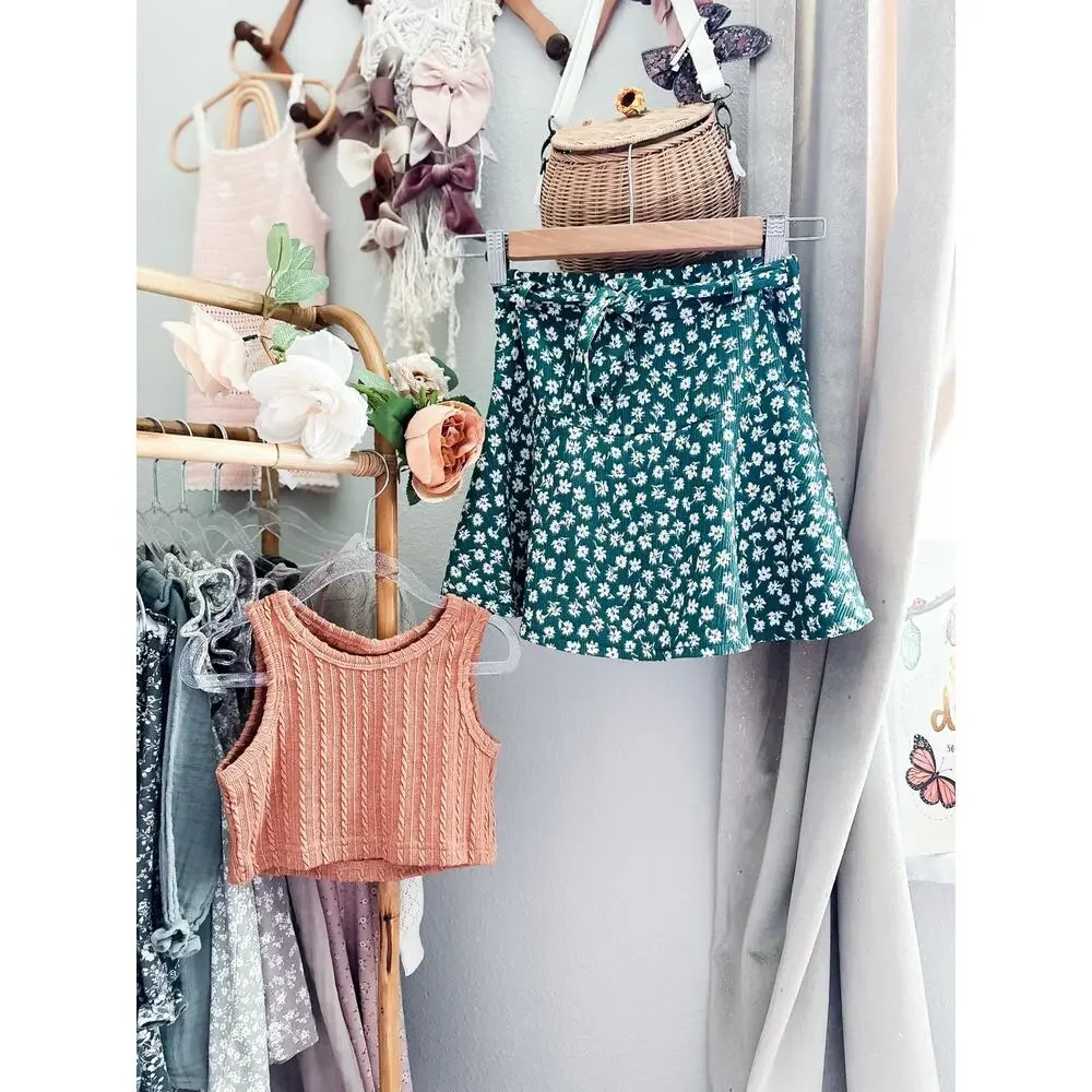 Zara Garden Party Blooming Floral Skater Skirt + Cinnamon Crop Top